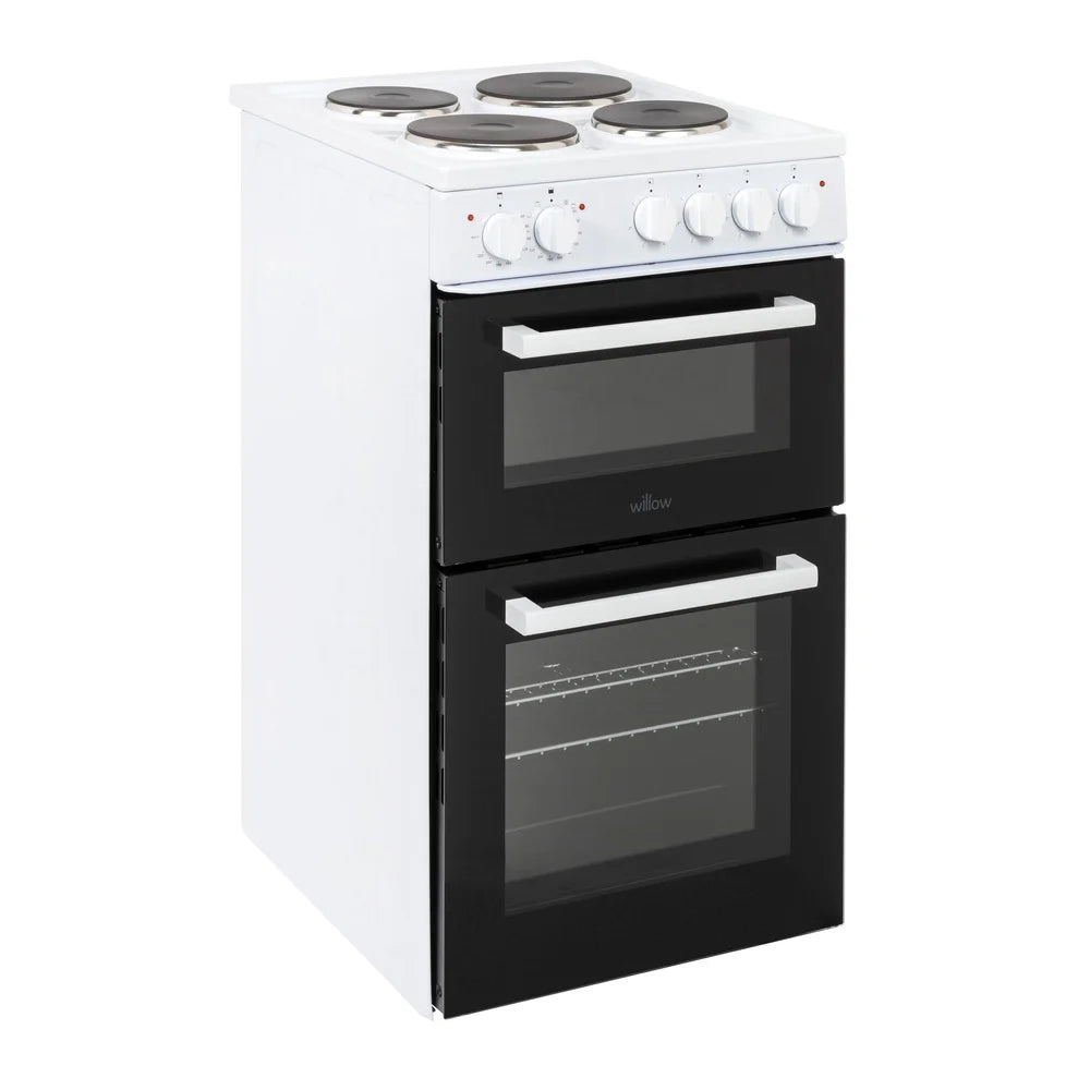 Willow WE50TSW Freestanding Electric Cooker 50cm Twin Cavity White