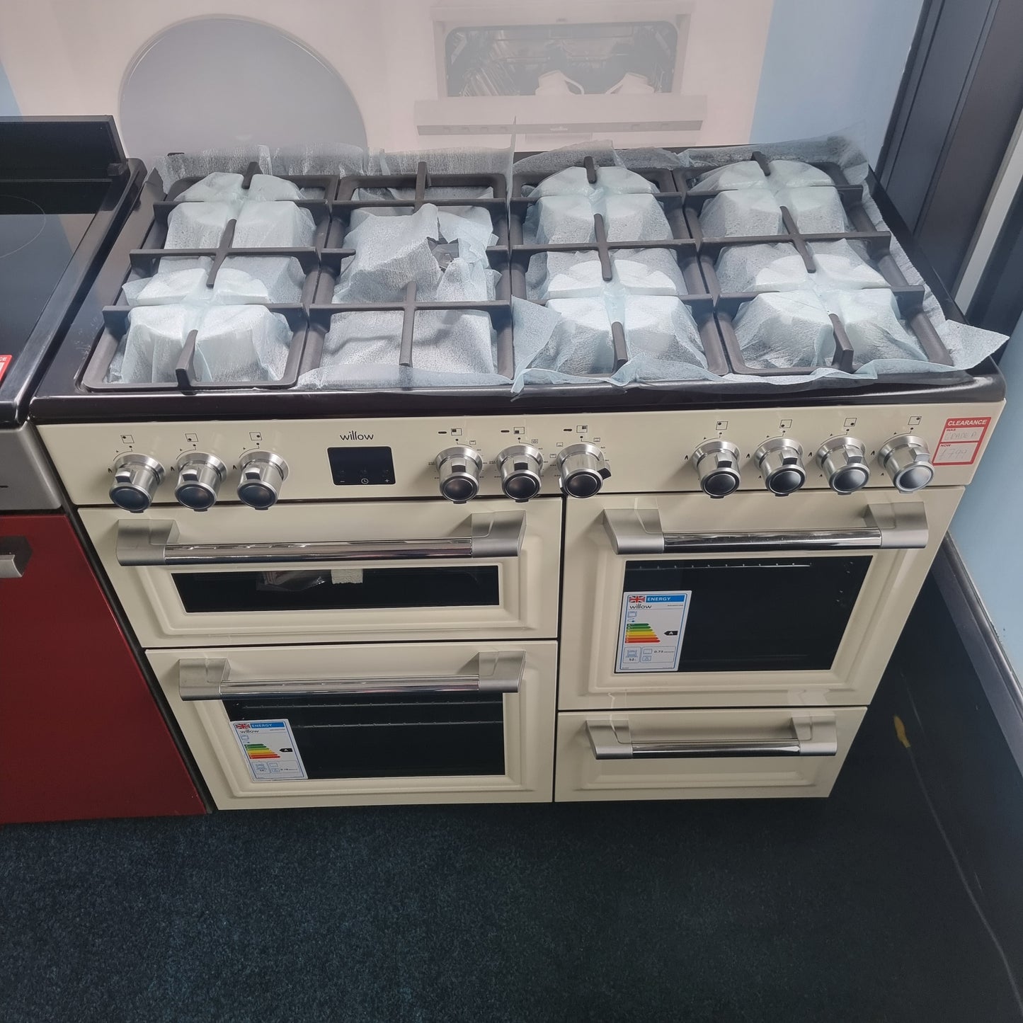 Willow WR100DFCRM Dual Fuel Range Cooker – 100cm – 7 Burner – Cream – Grade A