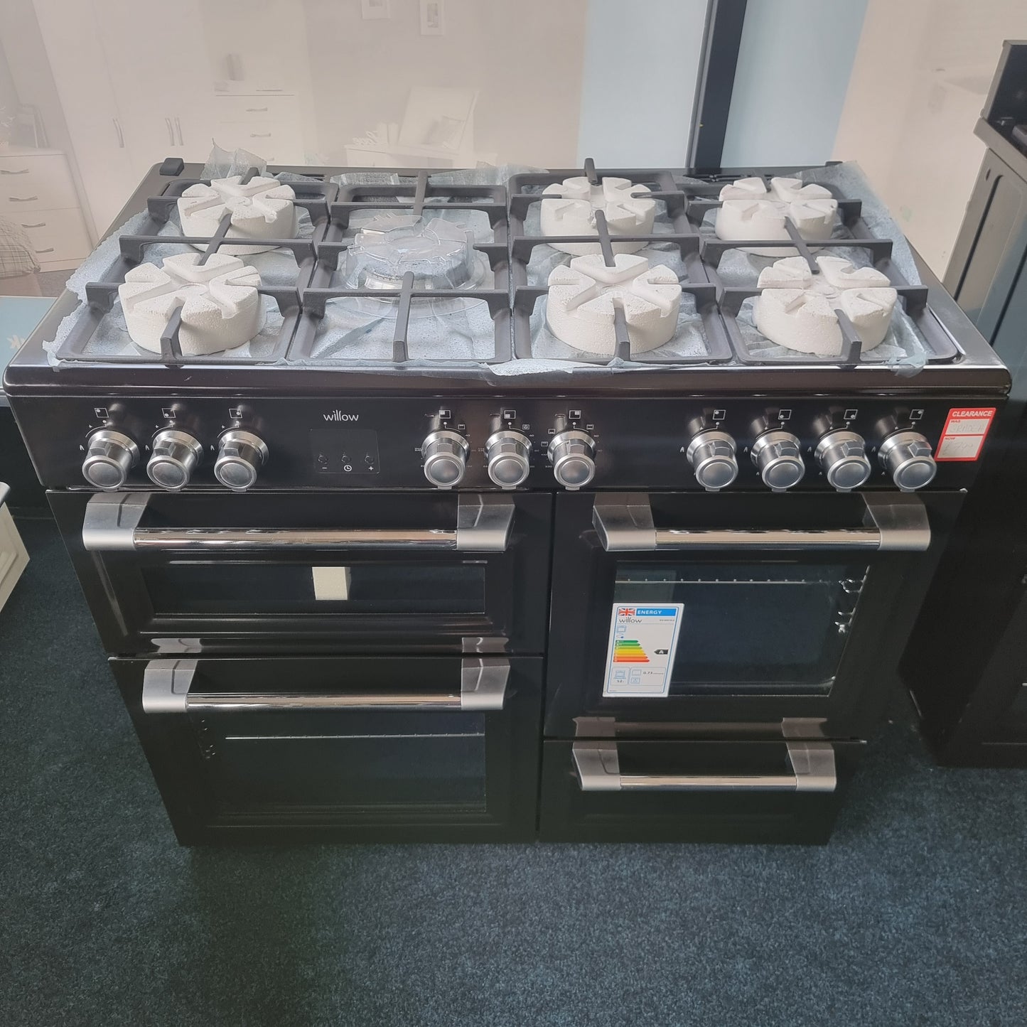 Willow WR100DFBLK Dual Fuel Range Cooker – 100cm – 7 Burner – Black – Grade A