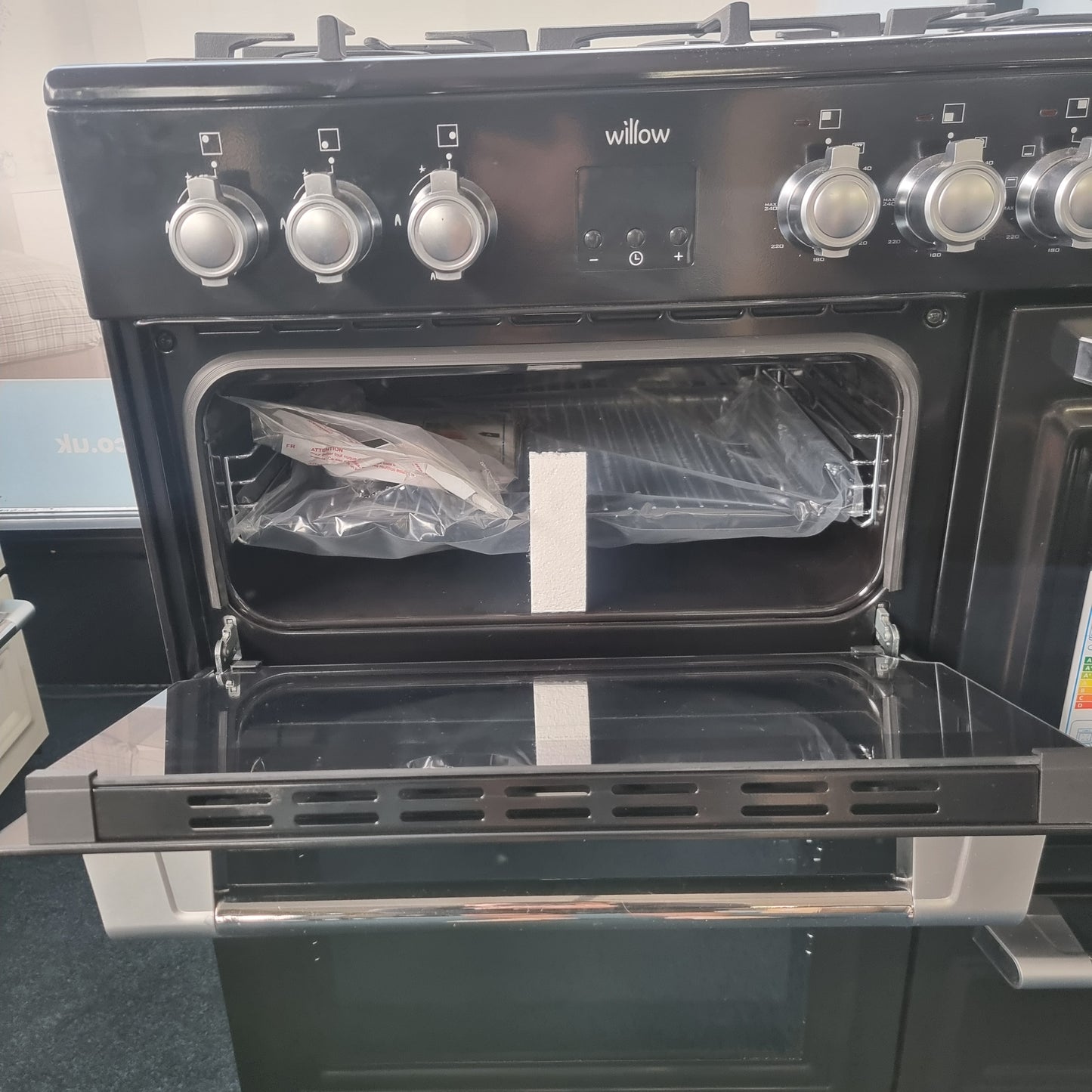 Willow WR100DFBLK Dual Fuel Range Cooker – 100cm – 7 Burner – Black – Grade A