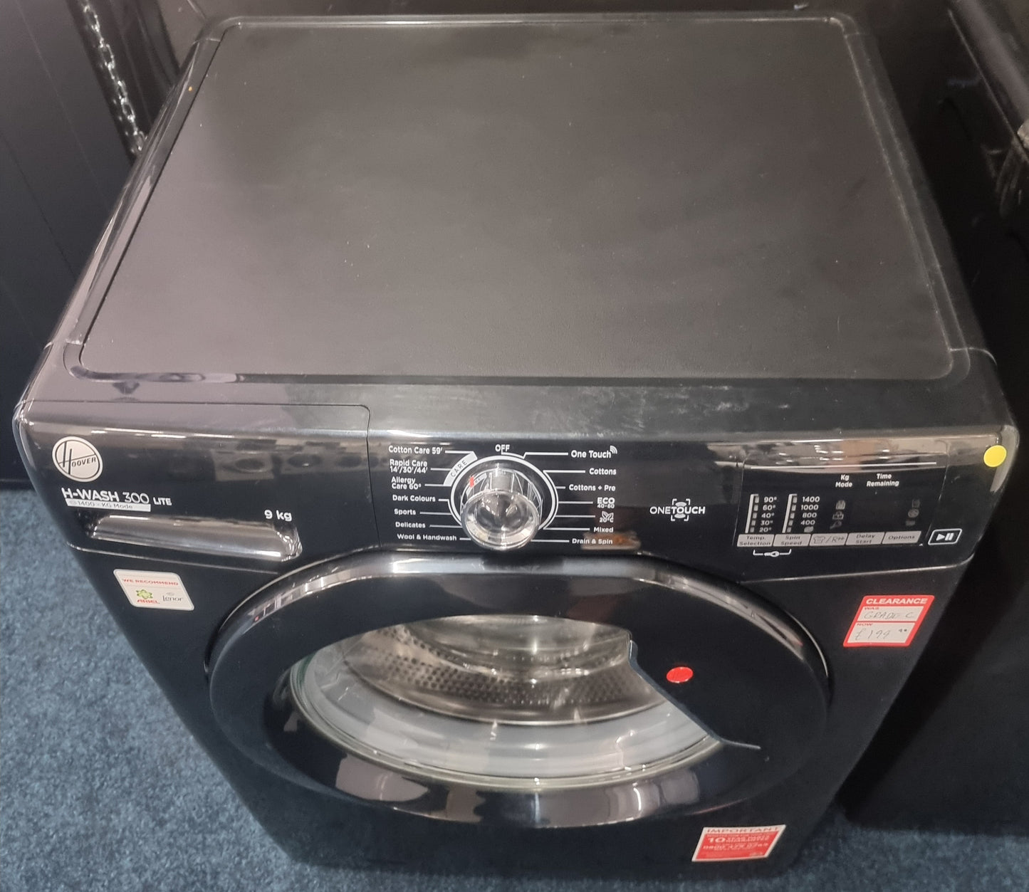 Hoover H3W492DABB4/1-80 9KG 1400 Washing Machine - Black - Refurbished - Grade C