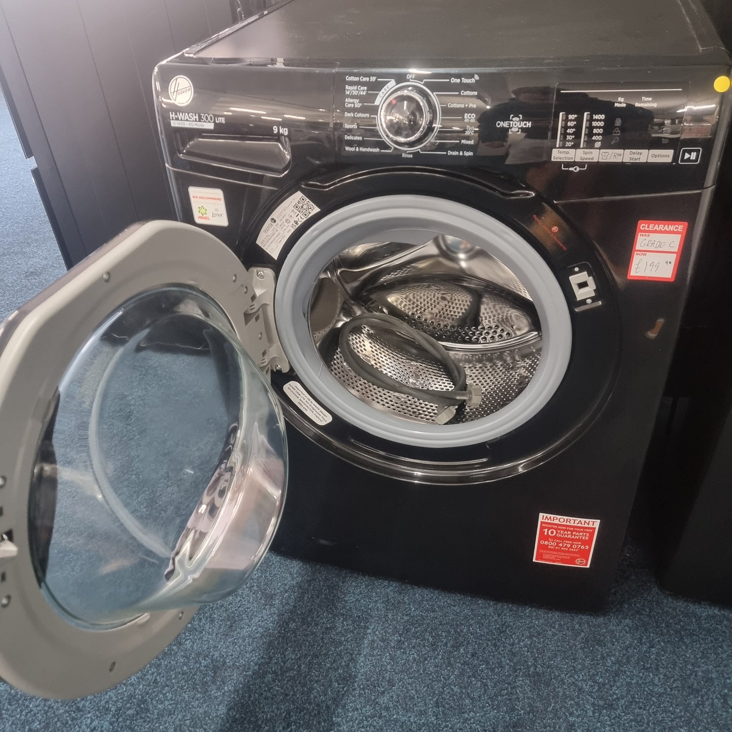 Hoover H3W492DABB4/1-80 9KG 1400 Washing Machine - Black - Refurbished - Grade C