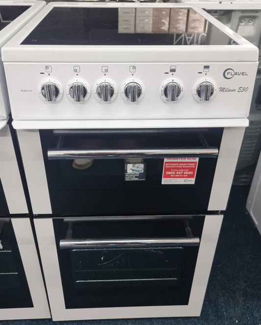 Flavel MLB5CDW 50cm Twin Cavity Electric Ceramic Cooker - White - Refurbished - Grade B