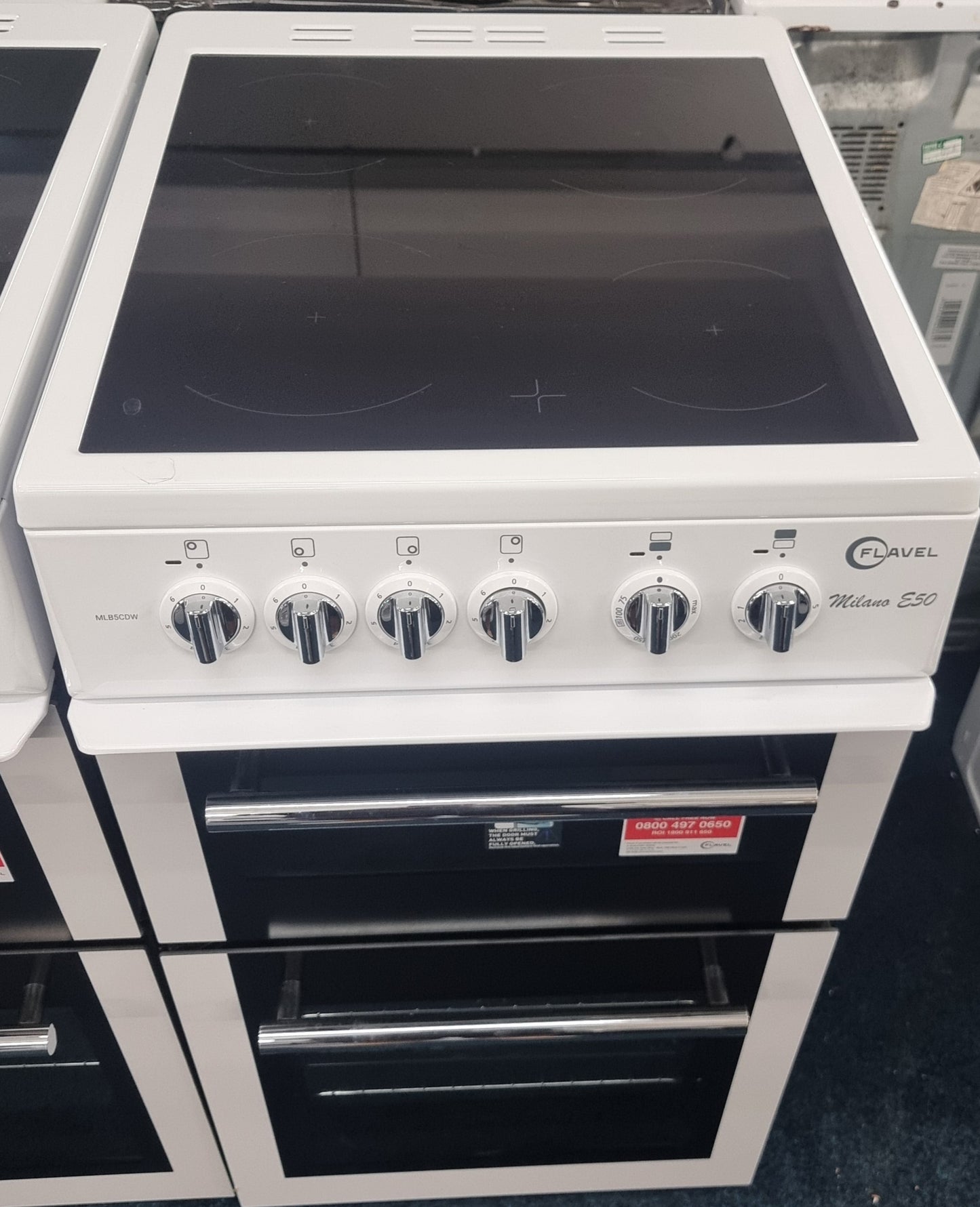 Flavel MLB5CDW 50cm Twin Cavity Electric Ceramic Cooker - White - Refurbished - Grade B