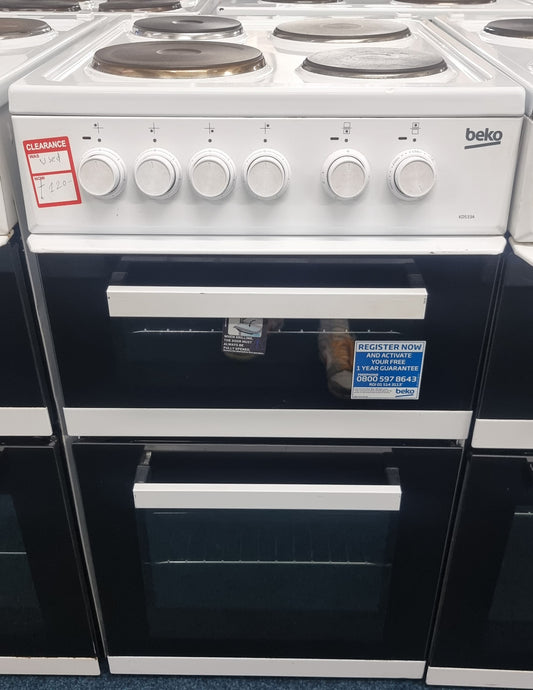 Beko KD533AW 50cm Twin Cavity Electric Cooker – White – Used