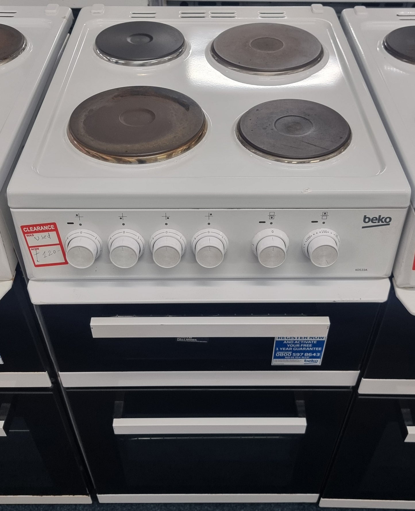 Beko KD533AW 50cm Twin Cavity Electric Cooker – White – Used