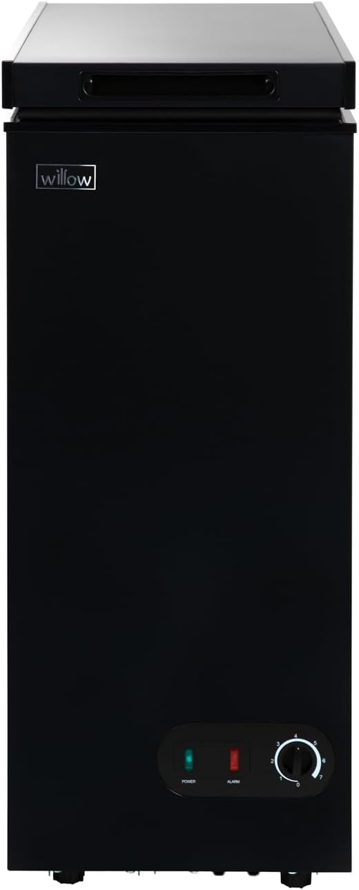 Willow WCF60B compact chest freezer in black, slimline freestanding design.