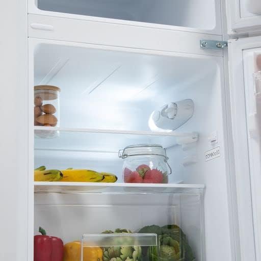 Willow WW50UCFF fridge freezer interior loaded with drinks and groceries for scale reference
