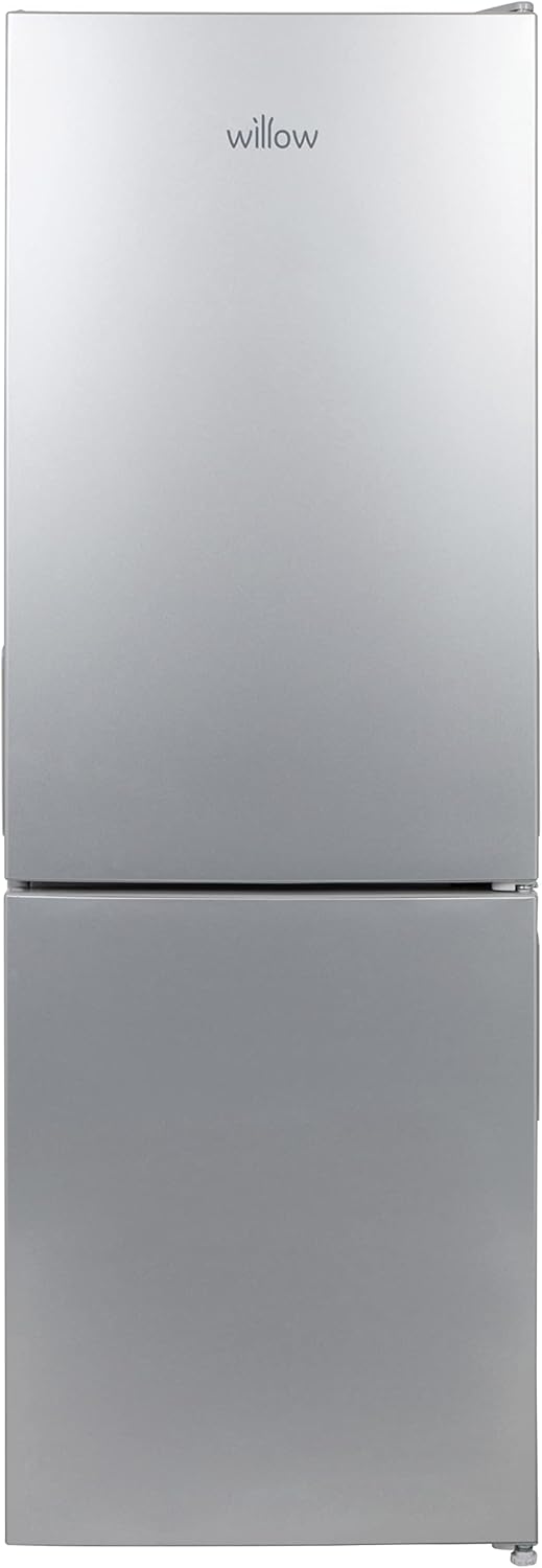 Willow WFF157S 70/30 fridge freezer in silver with sleek modern design and freestanding style.
