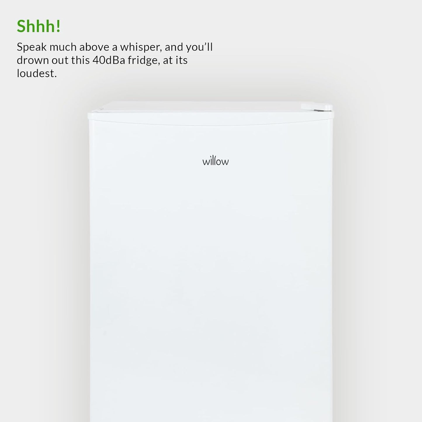 Willow WU48FC4W fridge in white with green energy label visible on top corner.
