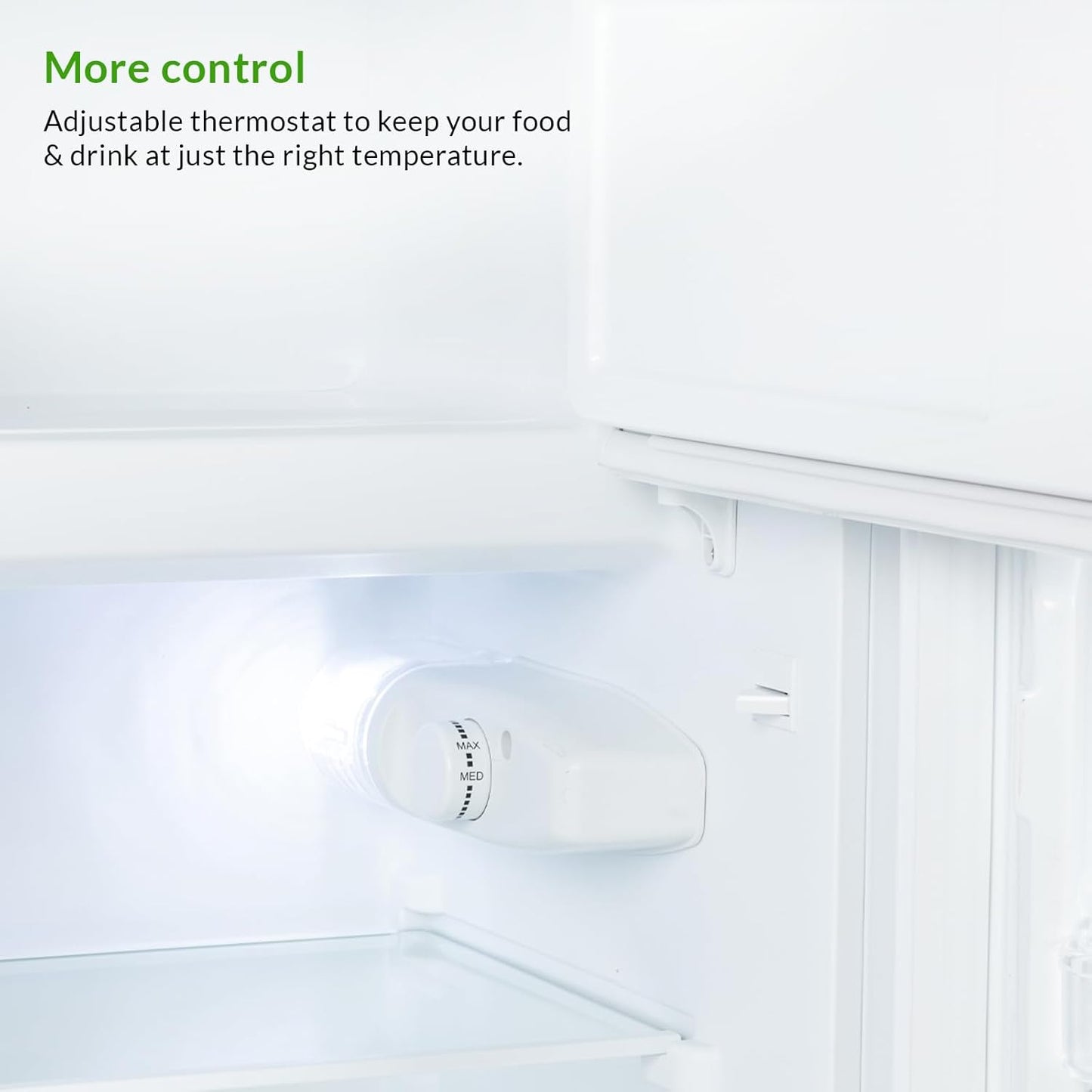Side view of Willow WU48FC4W fridge under counter – compact and practical for small spaces.