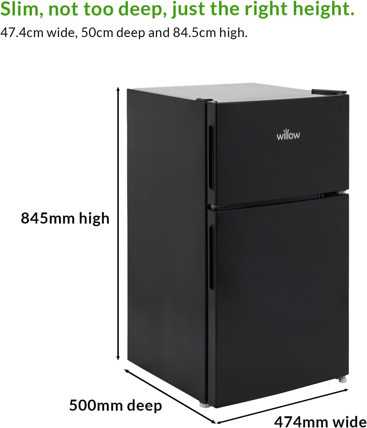 Willow WB50UCFF 86L Under Counter Fridge Freezer Black