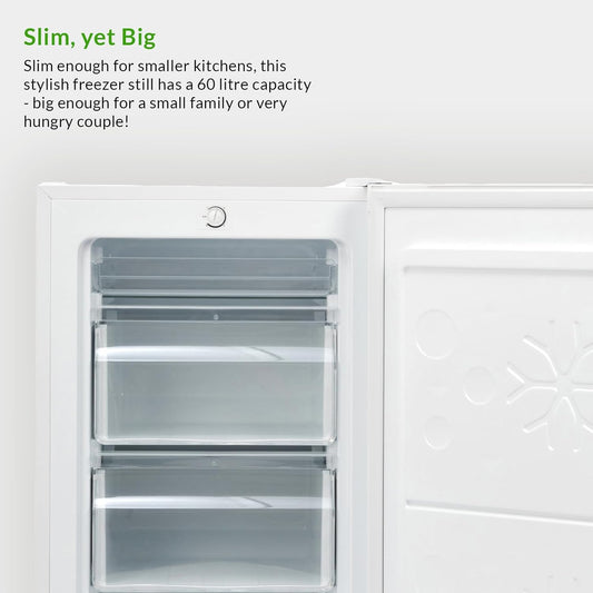 Interior view of the Willow WUCFZ48W freezer with two drawers and top compartment.