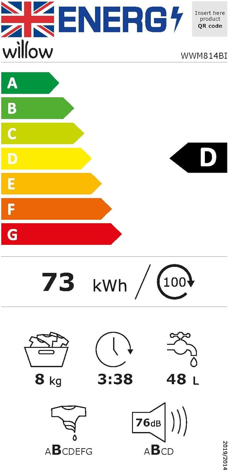Willow WWM814BI 8kg Integrated Washing Machine