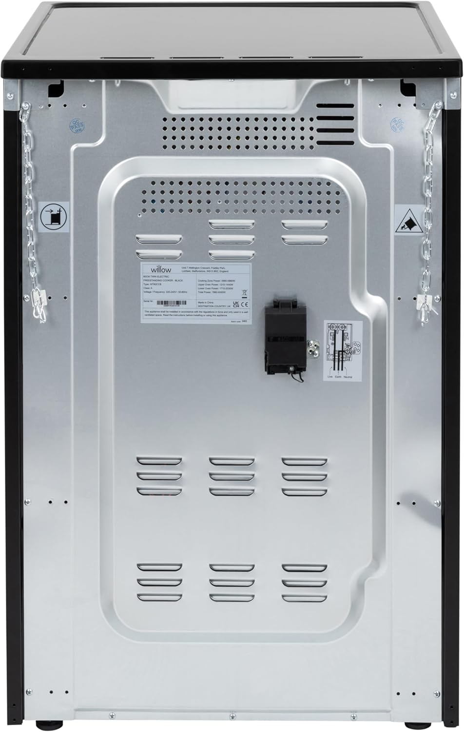 Willow WT60CCB 60cm Double Door Ceramic Electric Cooker - Black