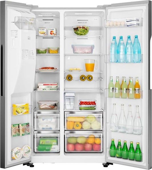Teknix THSBS1791PLUX American Fridge Freezer Ice + Water Plumbed Inox Silver