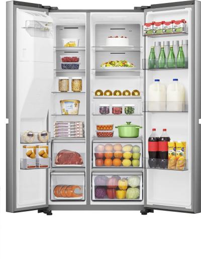 Hisense RS818N4IIE American Fridge Freezer Plumb Ice+Water Grey Steel