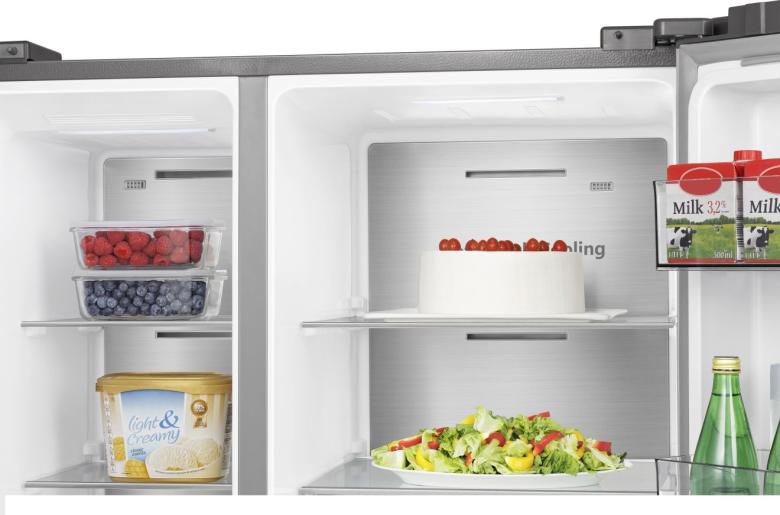 Hisense RS818N4IIE American Fridge Freezer Plumb Ice+Water Grey Steel