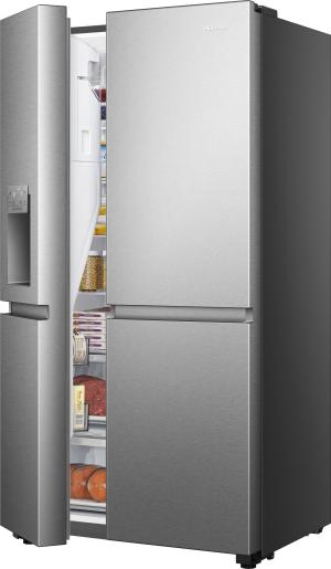 Hisense RS818N4IIE American Fridge Freezer Plumb Ice+Water Grey Steel