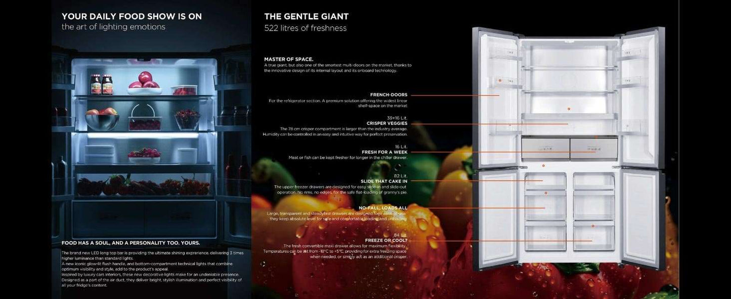 Teknix TMD19091SIBI 505L Multi-Door French Style Fridge Freezer 599 Teknix