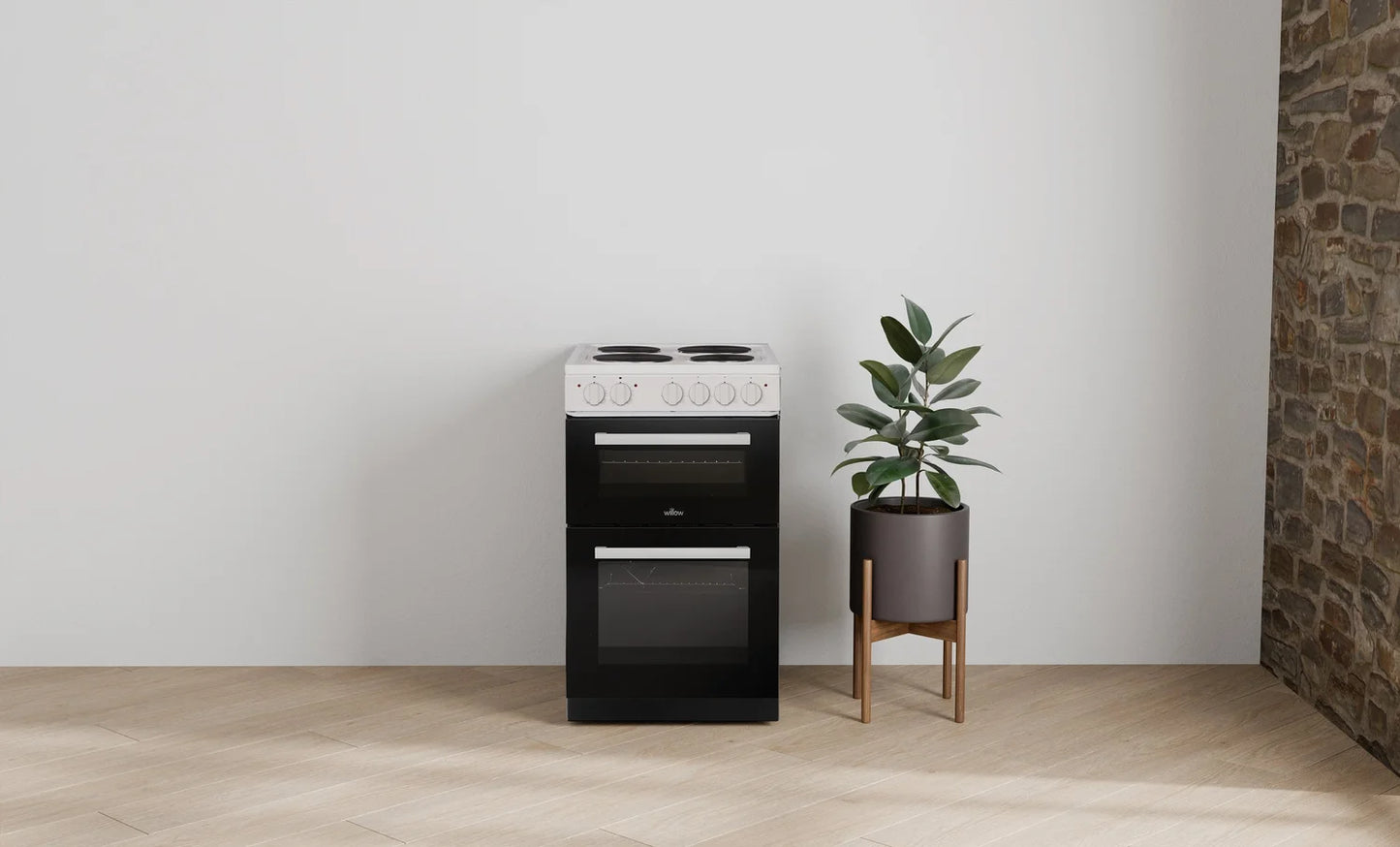Willow WE50TSW Freestanding Electric Cooker 50cm Twin Cavity White
