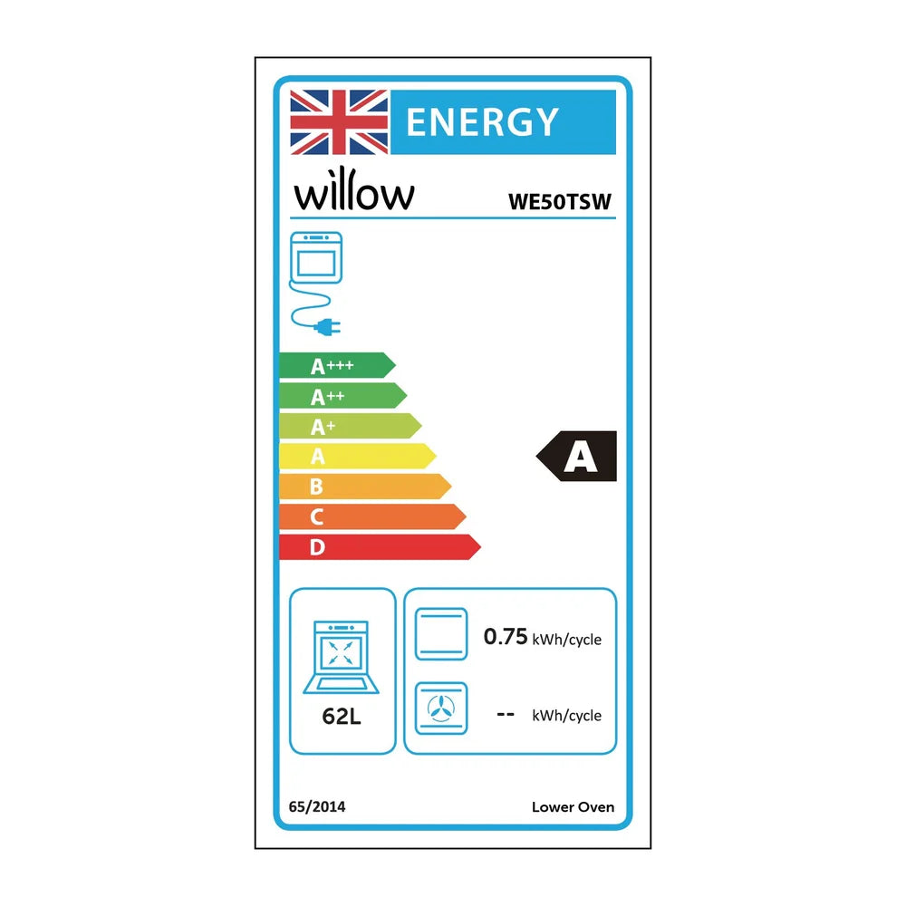 Willow WE50TSW Freestanding Electric Cooker 50cm Twin Cavity White