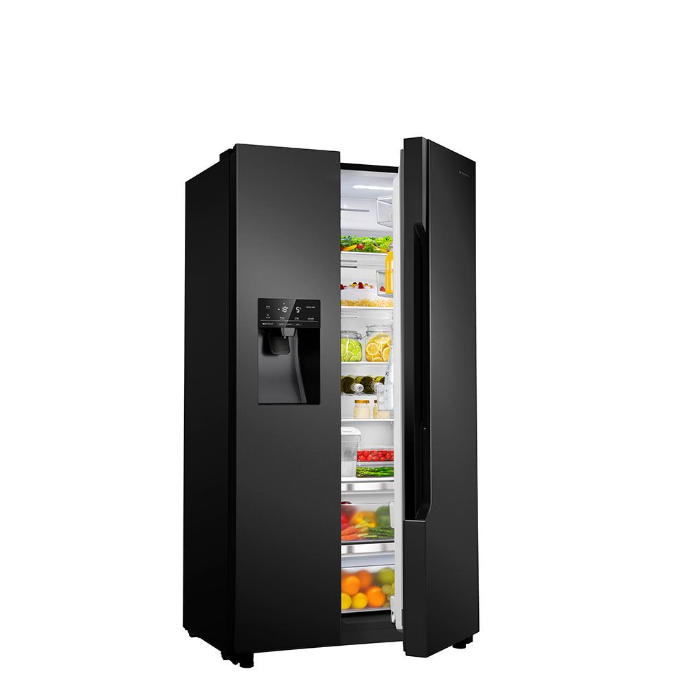 Teknix THSBS1791INBIX American Fridge Freezer Ice + Water Non-Plumb Black Steel