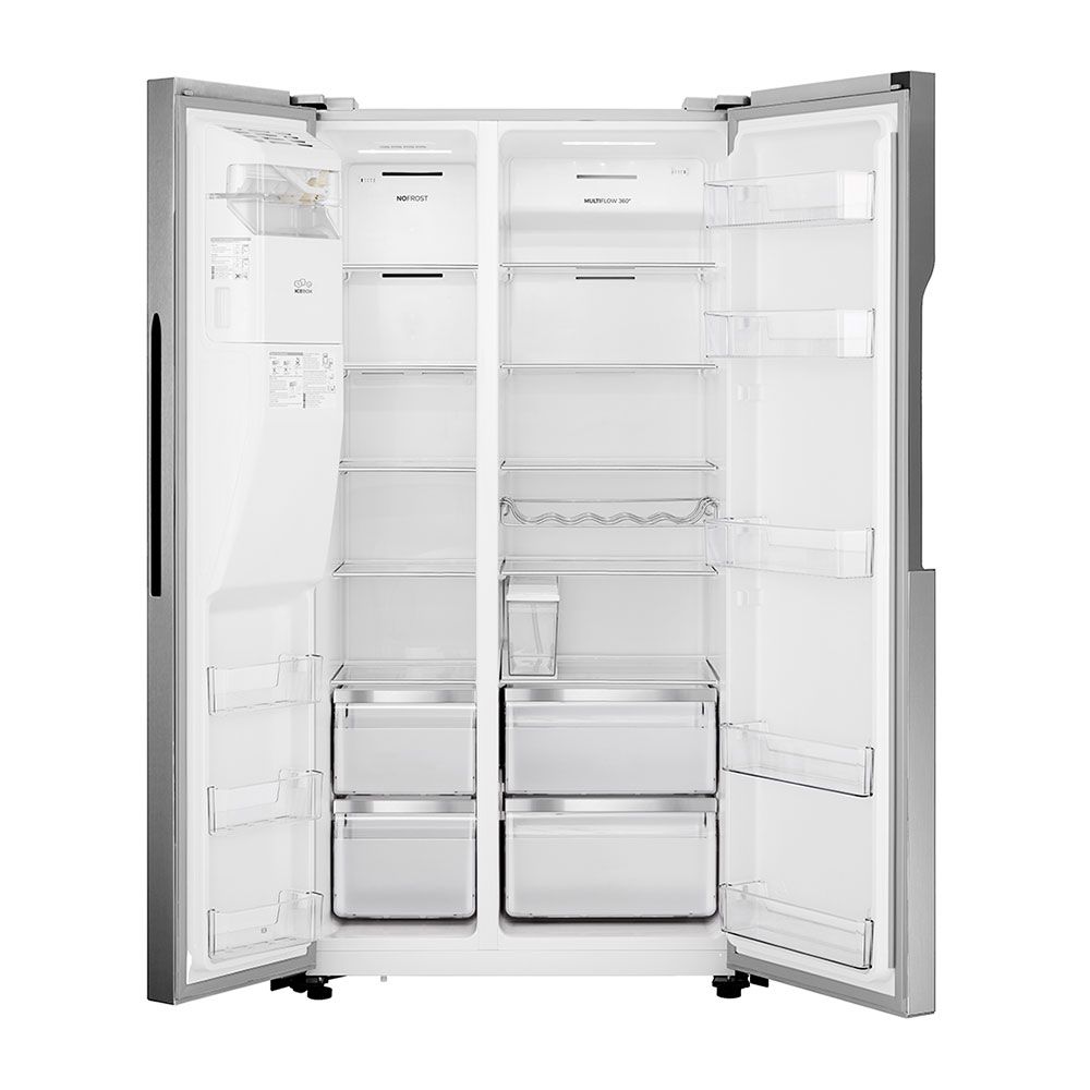 Teknix THSBS1791INX American Fridge Freezer Ice + Water Non-Plumb Inox Silver
