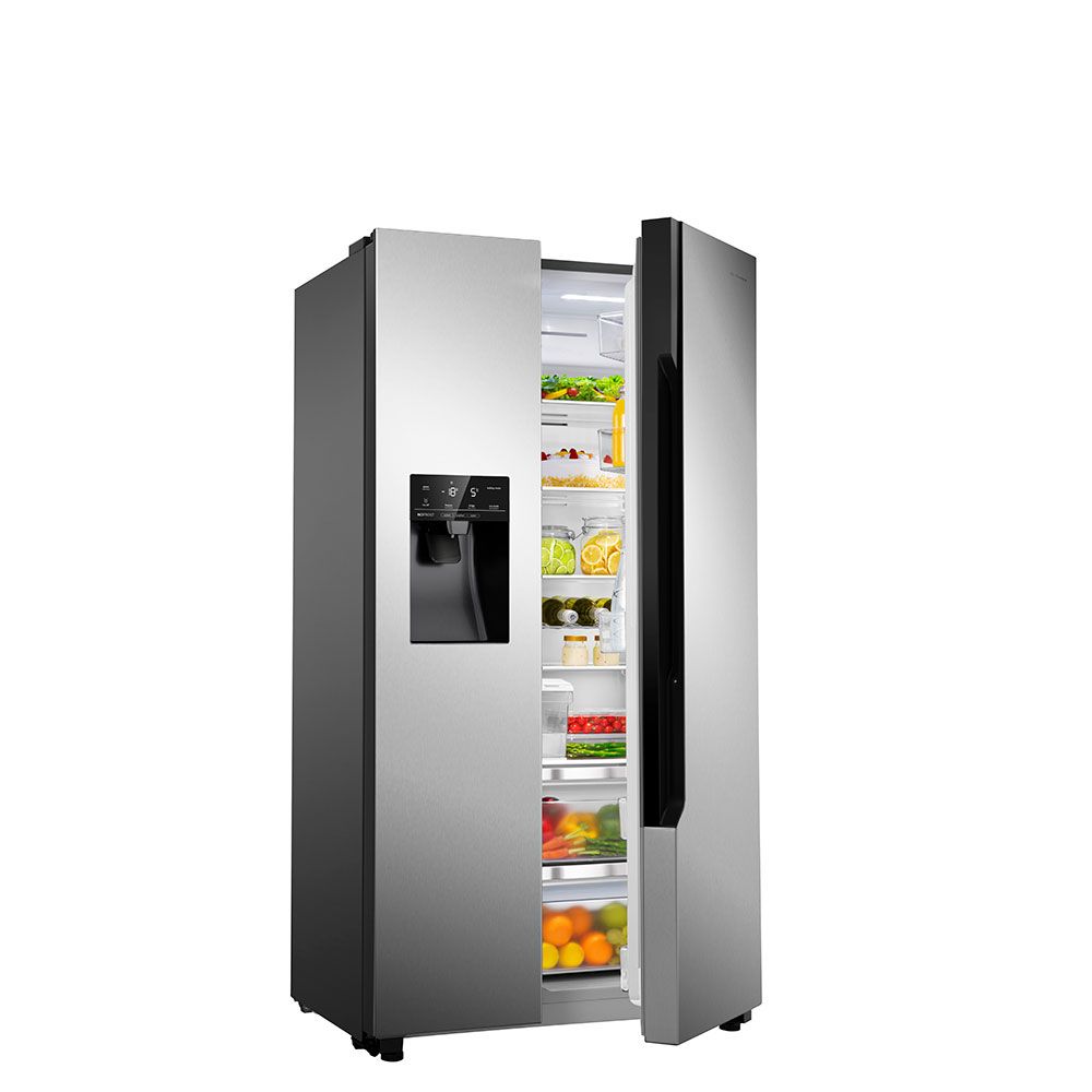 Teknix THSBS1791INX American Fridge Freezer Ice + Water Non-Plumb Inox Silver