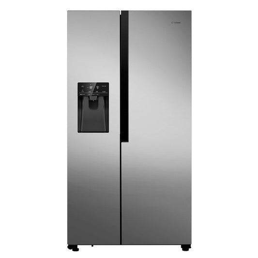 Teknix THSBS1791PLUX American Fridge Freezer Ice + Water Plumbed Inox Silver