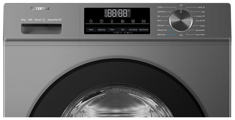 Teknix TK3W814XS Washing Machine 8kg Silver