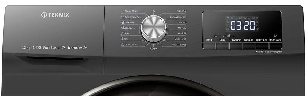 Teknix TKW12142HS 12kg Washing Machine Titanium