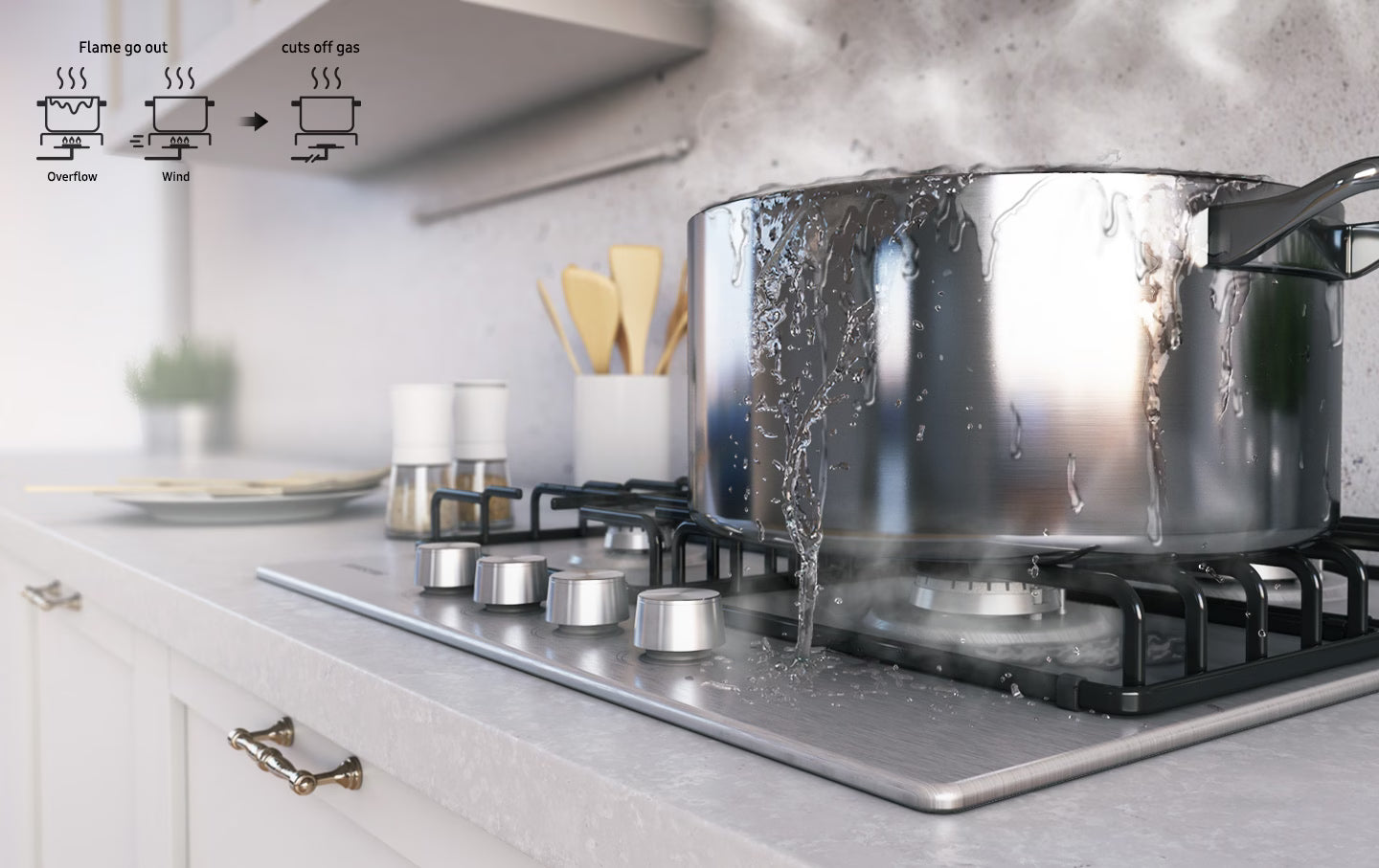 Samsung NA75J3030AS 75cm Gas Hob Stainless Steel