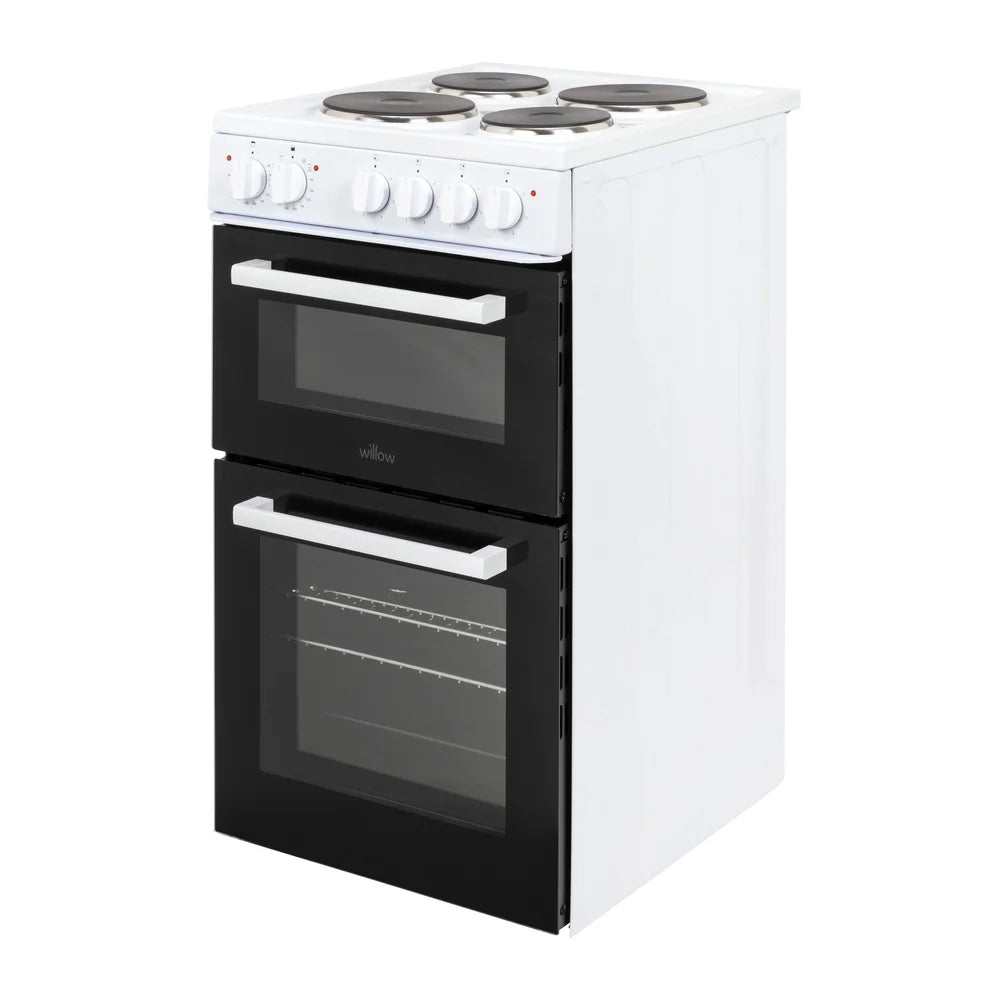 Willow WE50TSW Freestanding Electric Cooker 50cm Twin Cavity White