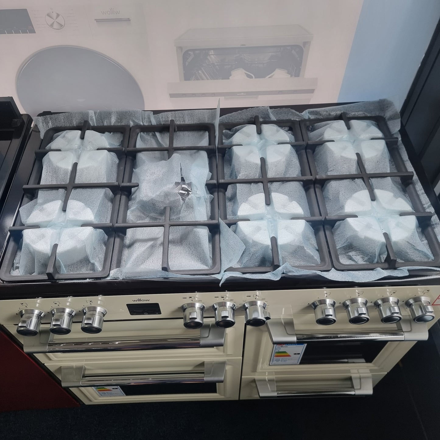 Willow WR100DFCRM Dual Fuel Range Cooker – 100cm – 7 Burner – Cream – Grade A