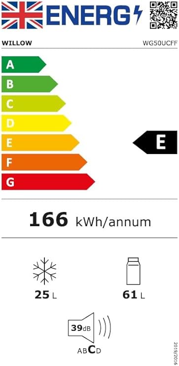 Willow WG50UCFF 86L Under Counter Fridge Freezer