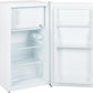 Interior view of Willow WU48FC4W fridge showing glass shelves and ice box compartment.