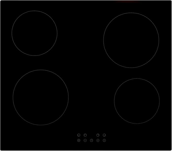 Willow WCH60T 60cm Built In Touch Control Hardwired Ceramic Hob with 4 Cooking Zones, Child Lock, Easy To Clean