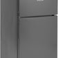 Angled view of Willow WG50UCFF fridge freezer in grey with top freezer and fridge below