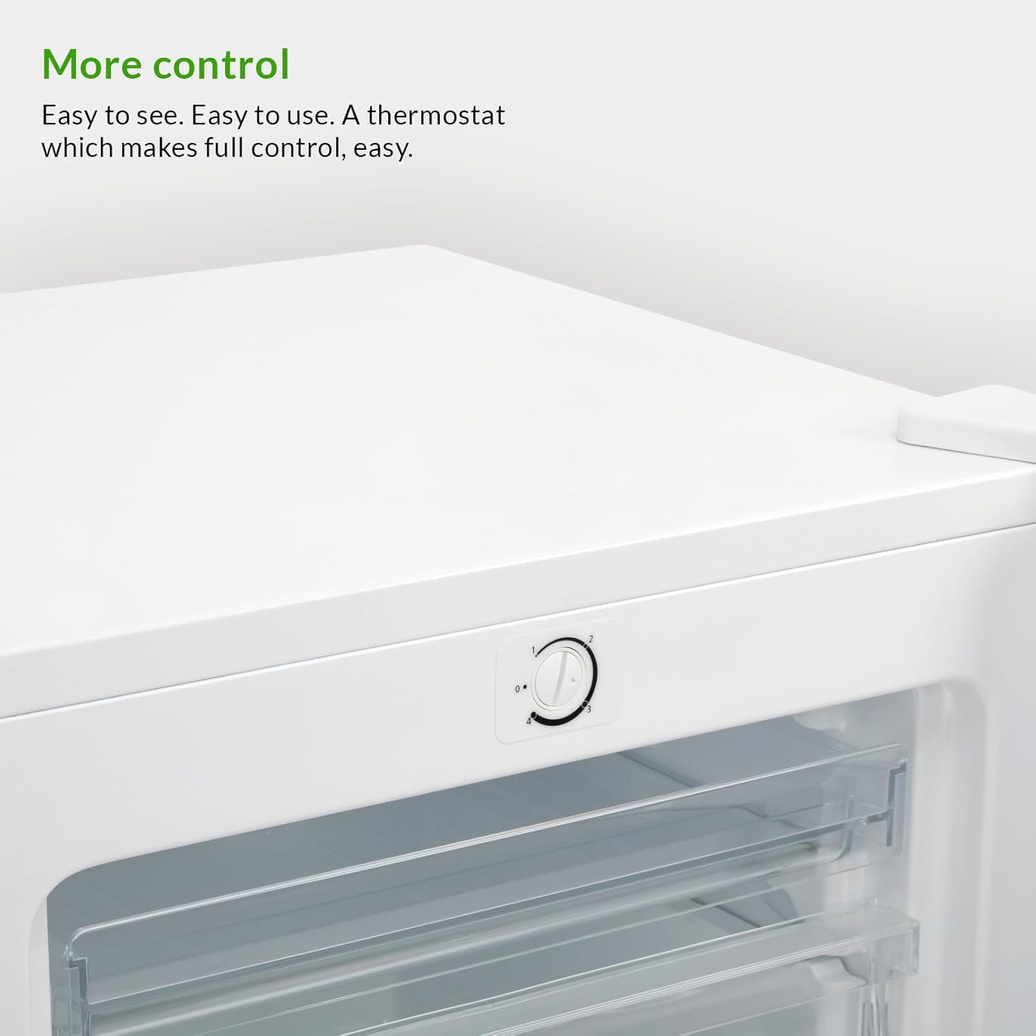 Close-up of Willow WUCFZ48W showing temperature control and door hinge detail.