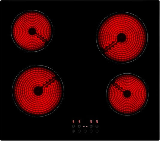 Willow WCH60T 60cm Built In Touch Control Hardwired Ceramic Hob with 4 Cooking Zones, Child Lock, Easy To Clean