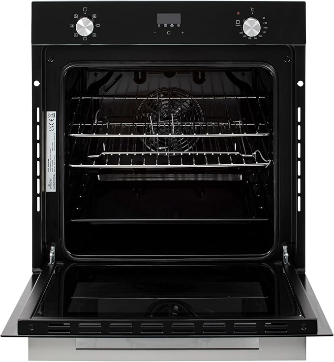 Willow WOF60DBK 60cm Fan Assisted Oven with Plug and 7 Oven Functions, Touch Control, Integrated Grill, Black