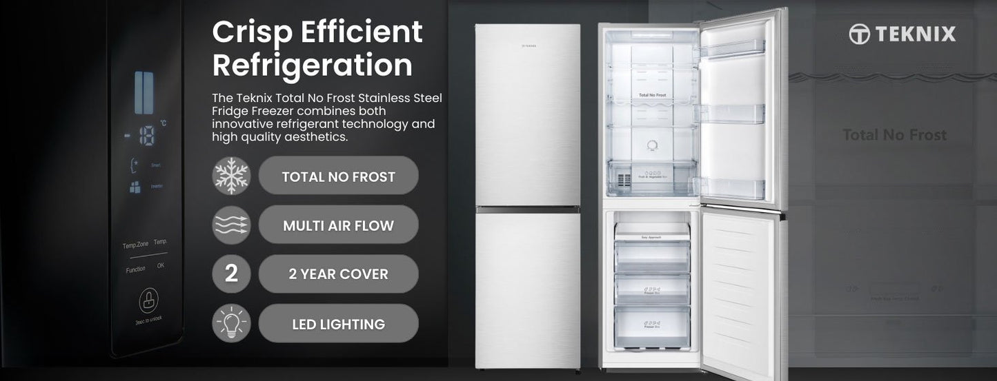 Teknix FFPH1825PX/E Fridge Freezer Frost Free 55Cm Stainless