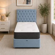 Ottoman Bed Single Button Plush Sky front