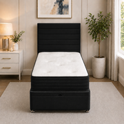 Ottoman Bed Single Horizon Plush Black front