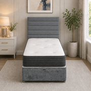 Ottoman Bed Single Horizon Plush grey front