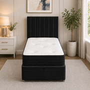 Ottoman Bed Single Linea Plush Black front