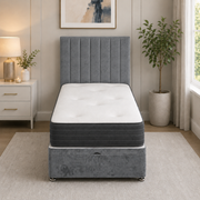 Ottoman Bed Single Linea Plush Grey front