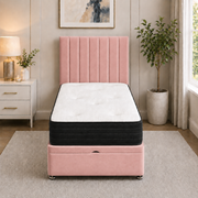 Ottoman Bed Single Linea Plush Pink front