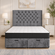 Ottoman Bed Small Double Button Plush grey front